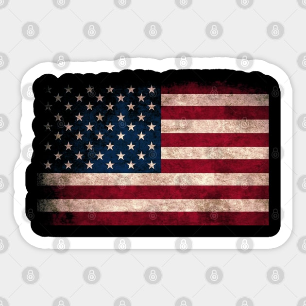 American Flag, Distressed grunge, Patriot, America Sticker by Silly Me Studio